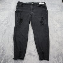 Wax Jeans Pants Womens 22 Black Denim Casual Distressed Destroyed Skinny - $24.63