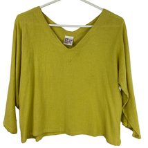 Oh My Gauze 1 V Neck Shirt Womens S/M Boxy Oversized Lime Green 100% Cotton - £14.38 GBP