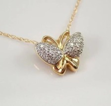 14k Yellow Gold Over 1.20Ct Simulated Diamond Butterfly Pendant christmas Gift - £78.41 GBP