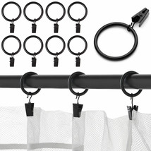 8 X Black Metal Curtain Rod Rings Clips Drapery Ring Hanging Hooks Eyele... - $14.24