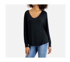 Willow Drive Womens Large Black Long Sleeve V Neck Top NWT AJ79 - £15.47 GBP