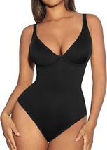 FeelinGirl Bodysuit Shapewear Size Large XXL Black Thong Body Shaper V Neck - $29.69