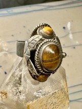 Poison ring tiger eye  size 7.50 Mexico  sterling silver women - £77.55 GBP