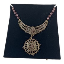 Heidi Daus French Twist Necklace with Removable Brooch Set Amethyst Faux Pearl - £299.14 GBP