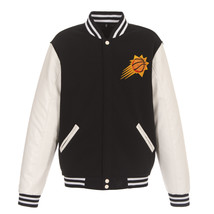 NBA Phoenix Suns Reversible Fleece Jacket PVC Sleeves Patches Logo Black - £94.35 GBP