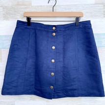 Old Navy Faux Suede Snap Button Front Skirt Blue High Waist A Line Women... - £15.67 GBP