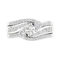 14K White Gold 1 1/4ct TDW Diamond Bypass Bridal Ring Set with Two Bands - £2,139.62 GBP