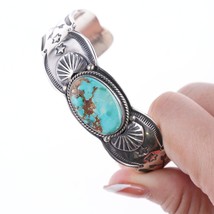 6.75&quot; Gary Reeves (1962-2014) Navajo heavy stamped silver and turquoise bracelet - £470.86 GBP