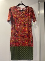 Lularoe Llr Julia Size Small Pencil Dress Red With Yellow Floral #730 - £27.69 GBP