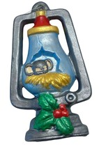 Christmas Tree Ornament Lantern with Sleeping Mouse Ceramic Handpainted Vintage  - £11.02 GBP