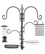 Complete Bird Feeder Set with Bronze Metal Stand Suet Water Bowl Tube an... - $134.49
