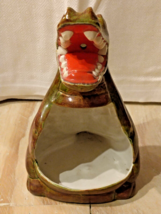 Vintage Figurine Ceramic Alligator Green 7 &quot; Home Decor  Incense Cone Burner - £15.77 GBP
