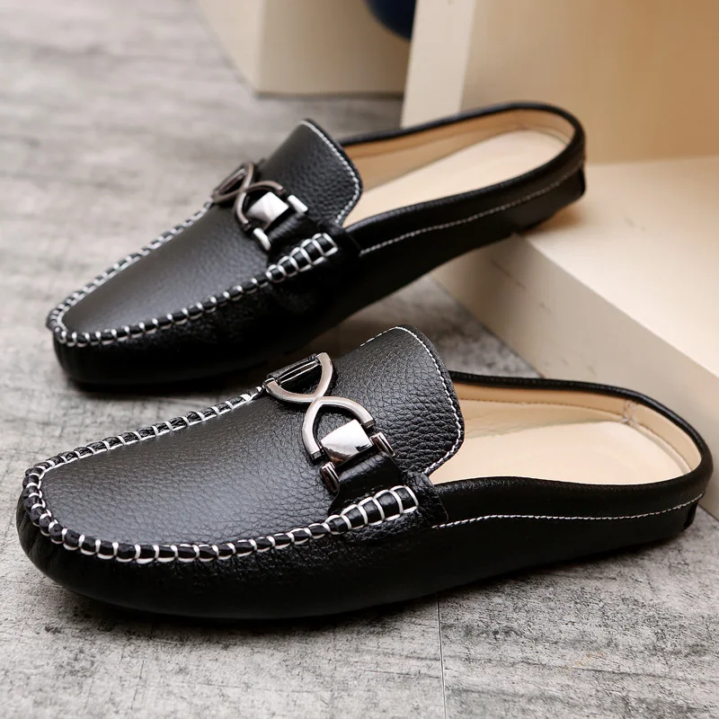 S summer slip on comfortable outside men s slipper shoes leather handmade sewing casual thumb200