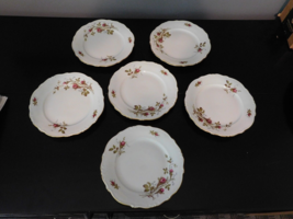 ESCHENBACH Briar Rose 7 5/8&quot; Salad Plates Lot of 6 Scalloped Embossed Gold Trim - $39.95