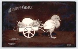 Easter Greetings RPPC Baby Chick With Egg On Cart Real Photo  Postcard A38 - £10.14 GBP