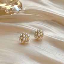 2022 New French Retro  Flower Ball Small Stud Earrings Party Fashion Jewelry Ele - £10.47 GBP