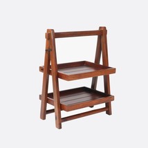 Premium Foldable Wooden Organizer Double Tray - Small (Mahogany) - £90.99 GBP
