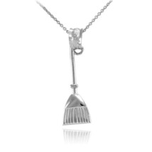 Sterling Silver Household Cleaning Broom Stick Pendant Necklace Witch Halloween - £27.09 GBP+