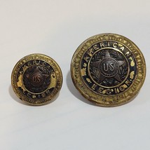 Two WW1 Era American Legion Brass 5/8 &amp; 15/16 Uniform Coat Buttons - Wb Co 1919 - £7.44 GBP