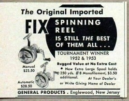 1954 Print Ad Fix Imported Manual &amp; Automatic Fishing Reels Englewood,NJ - £6.85 GBP