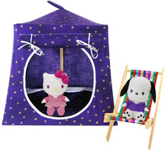 Purple Toy Tent, 2 Sleeping Bags, Star Print for Action Figure, Stuffed Animal - £19.94 GBP