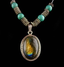Large Sterling Labradorite pendant - Mysterious tribal necklace - mystical gift  - £153.33 GBP