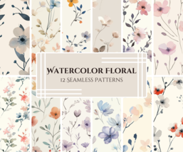 Watercolor Floral Pattern Pack - Pastel Watercolor Flower Digital Paper  - £4.05 GBP
