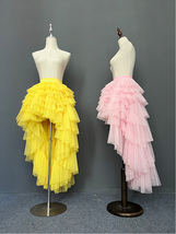 Women PINK High Low Layered Tulle Skirt Holiday Outfit Hi-lo Tiered Tulle Skirts image 10