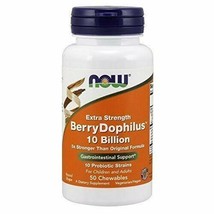 NEW NOW Supplements Berry Dophilus Extra Strength Gastrointestinal 50 Chewables - £16.79 GBP