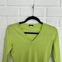 J Crew V Neck Sweater Womens XS Bright Lime Green Long Sleeve Textured  ... - $17.63