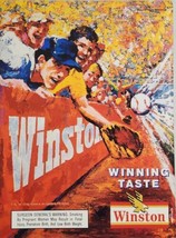1989 Print Ad Winston Cigarettes Baseball Fan Catches Ball Art by Continuity - £15.47 GBP