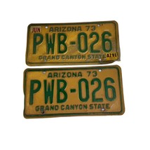 1973 Arizona License Plate Pair AZ91 Tag Grand Canyon State PWB-026 - £36.96 GBP