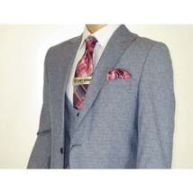 Men 3pc European Vested Suit WESSI  JVALINTIN Slim Fit JV22 Sky Blue One Button image 5