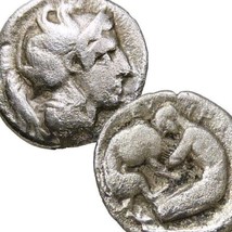 RARE HERAKLES on Right! wrestling Nemean Lion/ATHENA helmeted hd. Herakleia Coin - £275.75 GBP