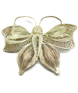 Large Filigree Butterfly Vintage Sterling Silver 925 Detailed Pin Heavy ... - £79.31 GBP