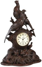 Mantel Clock TRADITIONAL Lodge Pheasant Large Chocolate Brown Resin Quartz - $849.00