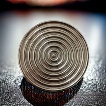 Jeri Lou Disc Scarf Clip Vintage Silver Tone Dome Circle Modernist Round Large - £13.51 GBP