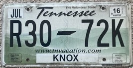 License Plate Tennessee “The Volunteer State” Flat 2016 Knox R30-72K Rustic - £7.50 GBP