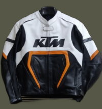 Men&#39;s KTM Motorbike Racing Leather Jacket MOTOGP Motorcycle Jacket - £108.73 GBP
