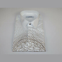Mens CEREMONIA Shirt 100% Cotton Medusa Medallion Rhine Stones #STN 13 VRS white image 5