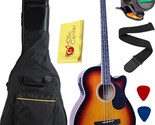 Ymc 4-String Cutaway Acoustic-Electric Bass Guitar In Sunburst,, And Picks. - $142.99