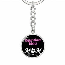 Cat Lover Keychain Gift Egyptian Mau Cat Mom Keychain Stainless Steel Or 18k Gol - £43.47 GBP