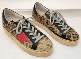 Golden Goose Hi Star Leopard Print Calf Hair Sneakers With Red Stars - Size 37 - £390.91 GBP