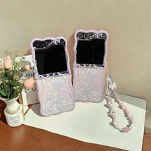 Cute Pink Bow Bracelet Case for Samsung Z Flip 6 5 4 3 - Shockproof Clea... - $58.58