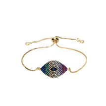 women&#39;s zircon cz Devil&#39;s Eye bracelets bangles rainbow colorful Turkey&#39;s eye ch - £10.81 GBP