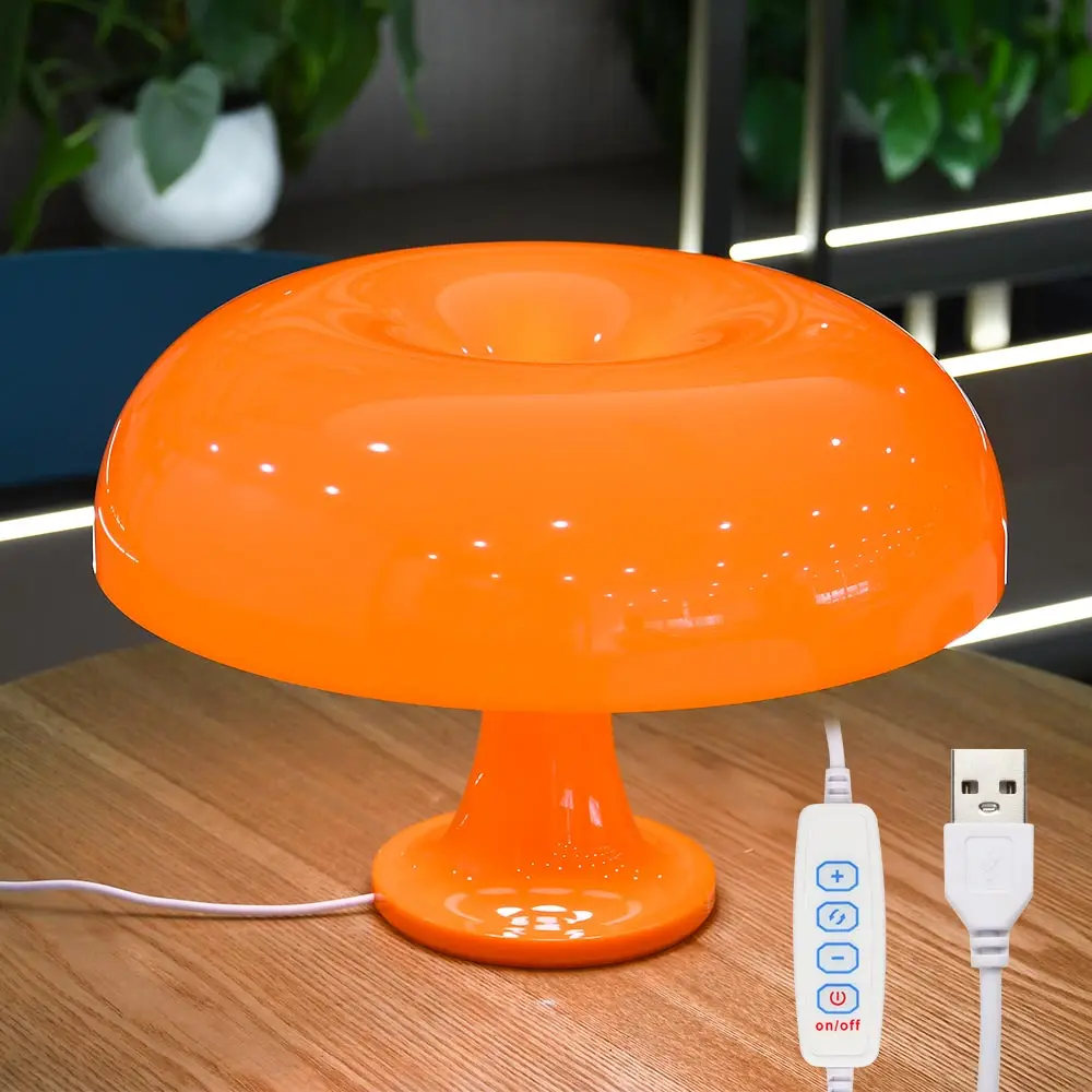 LED Mushroom Table Lamp Bedside Lamps Portable Dimmable Bedside Lamp with USB - £21.94 GBP+