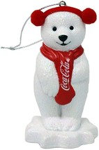 Kurt Adler Coca Cola Polar Bear with Ear Muffs Ornament - £9.33 GBP