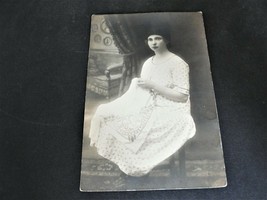 Beautiful Women sitting on chair -Real Photo Postcard (RPPC)-Stamp Box - 1900s. - £8.99 GBP