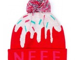 NEW Neff Girls Womens Pink Red Sweet Pom Beanie Winter Ski Hat 15F05043 NWT - $16.94
