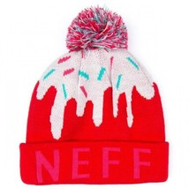 NEW Neff Girls Womens Pink Red Sweet Pom Beanie Winter Ski Hat 15F05043 NWT - £13.29 GBP